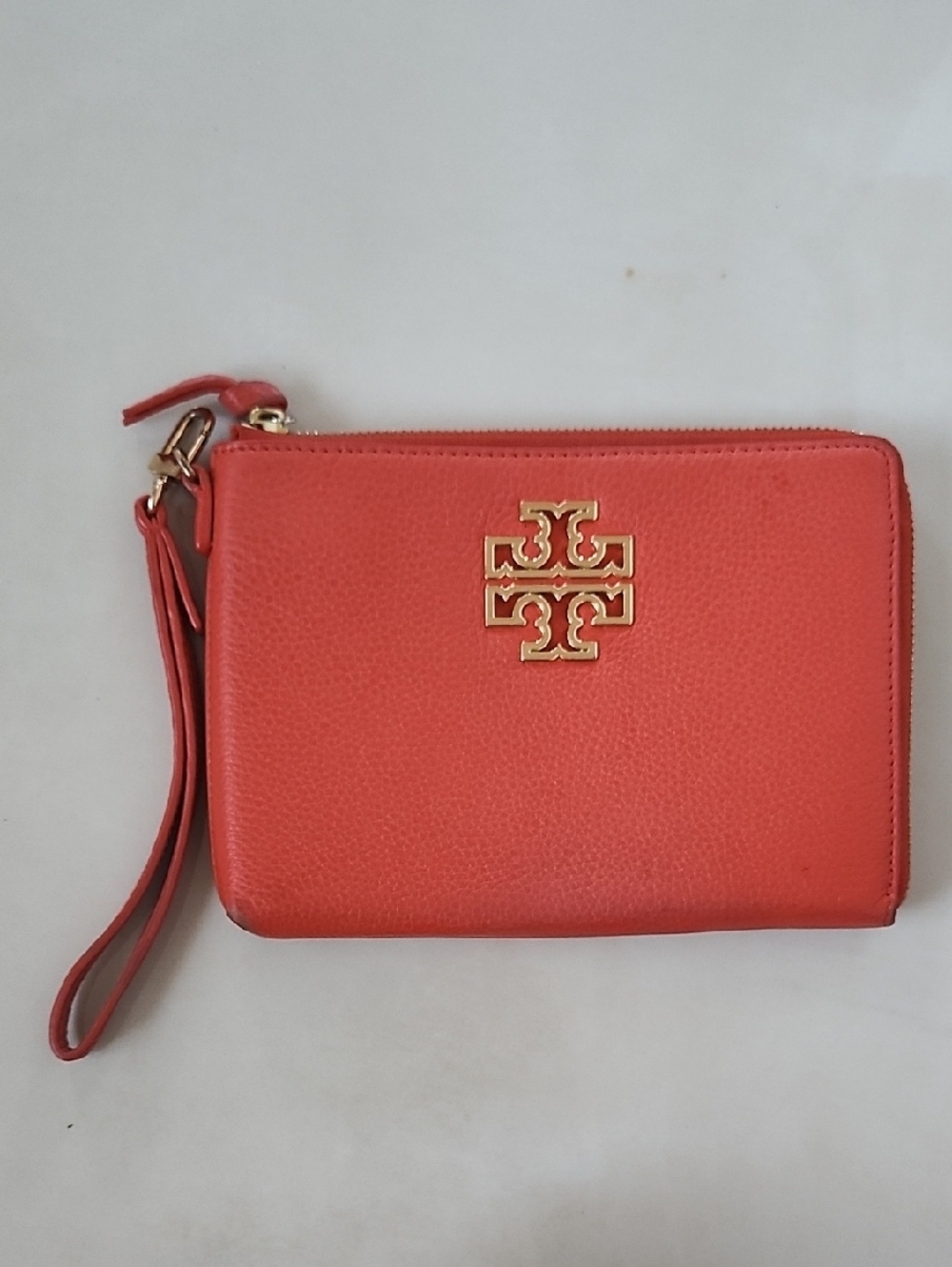 Tory Burch Orange Red Wristlet Pouch